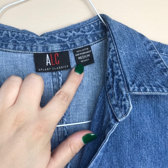 Y2K ALC Denim Short Sleeve Button Down Top - Picture 2 of 4